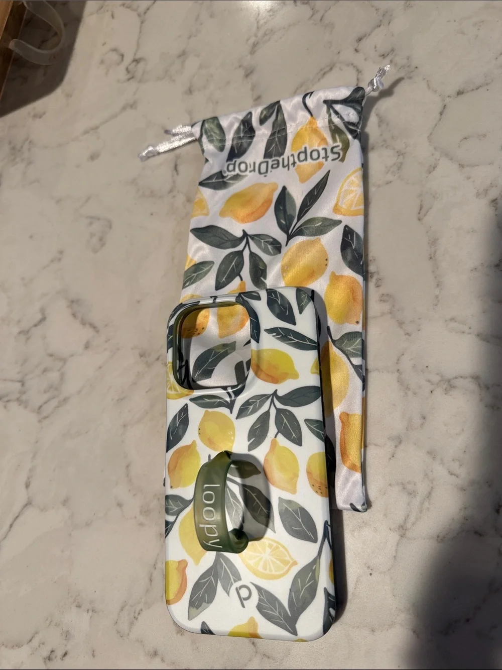 Loopy Case Lemon Print iPhone Case with Matching Pouch